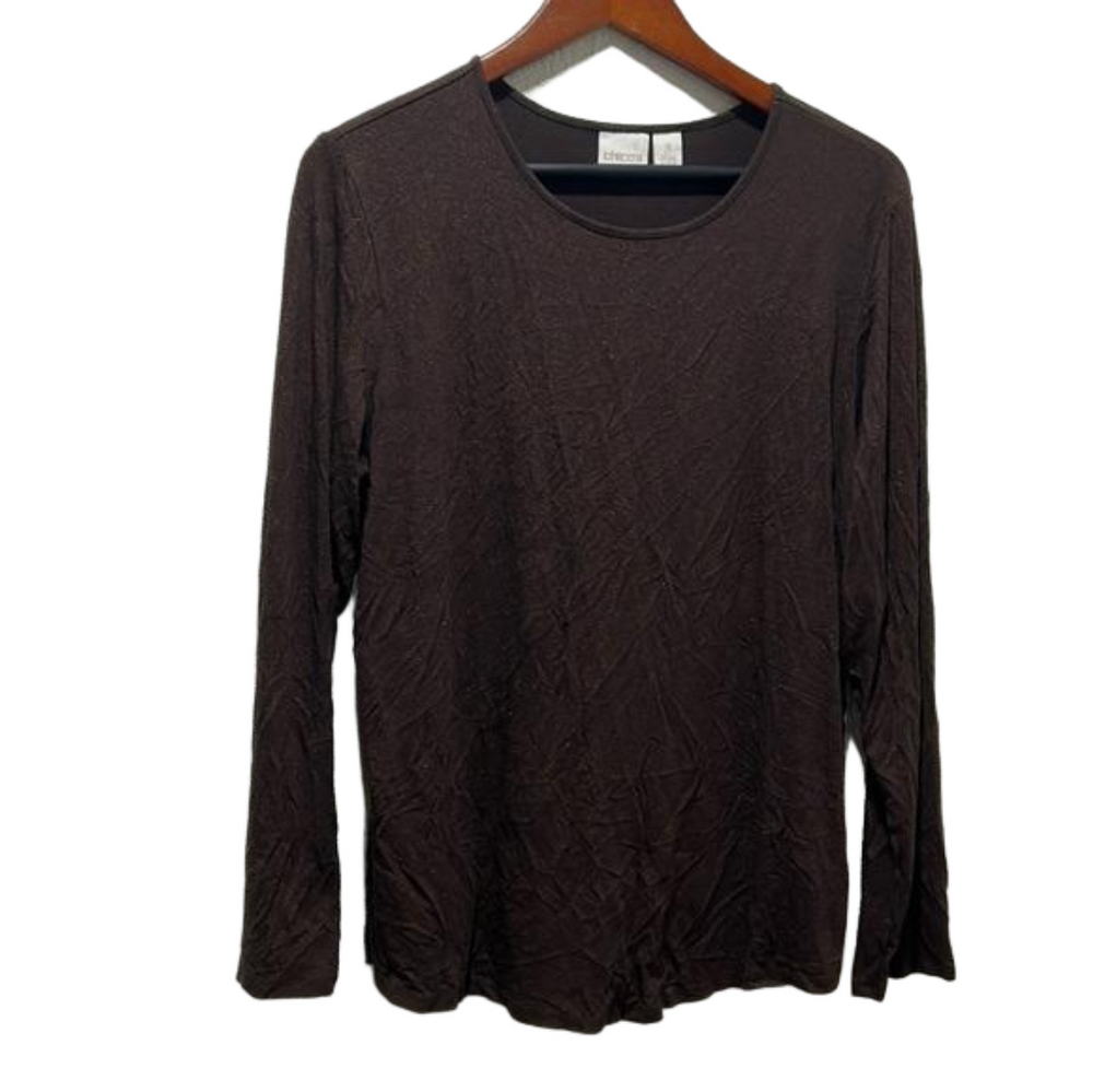 CHICO’S  long sleeve brown blouse size 3 GUC